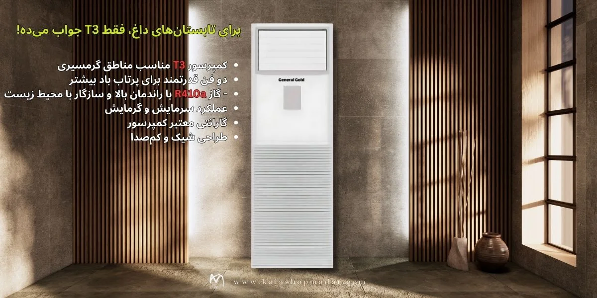 قیمت کولر گازی ایستاده جنرال گلد 48000 اینورتر نیدا مدل GG-GHF48000D NIDA T3