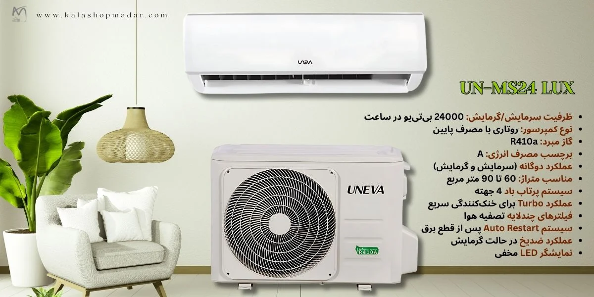مشخصات کولرگازی 24000 یونیوا UN-MS24 LUX
