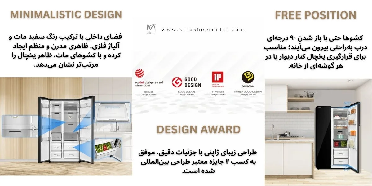طراحی داخلی و راحتی استفاده ساید توشیبا GR-RS780WI-PGF(22)